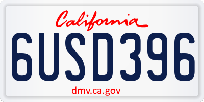 CA license plate 6USD396