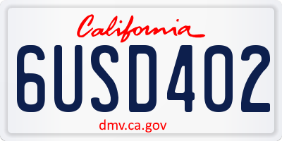 CA license plate 6USD402
