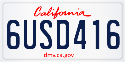 CA license plate 6USD416