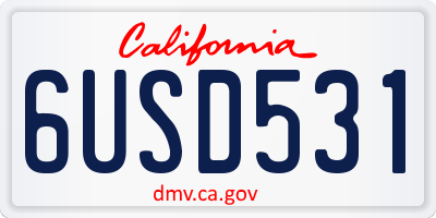 CA license plate 6USD531