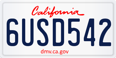 CA license plate 6USD542