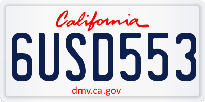 CA license plate 6USD553