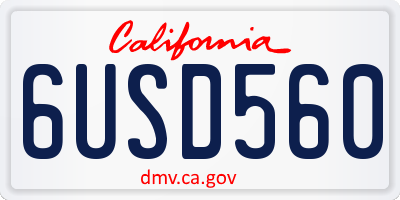 CA license plate 6USD560