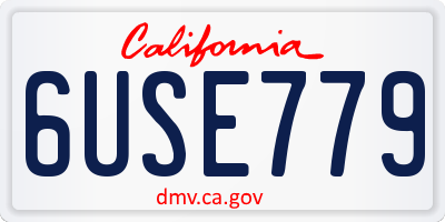 CA license plate 6USE779