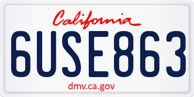CA license plate 6USE863