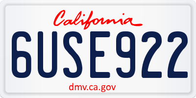 CA license plate 6USE922