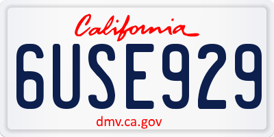 CA license plate 6USE929
