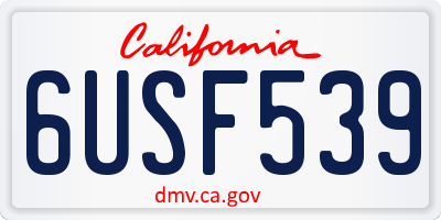 CA license plate 6USF539