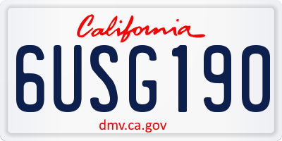 CA license plate 6USG190