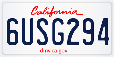 CA license plate 6USG294