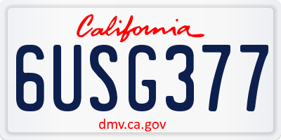 CA license plate 6USG377