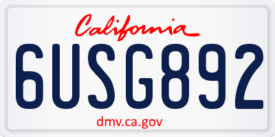 CA license plate 6USG892