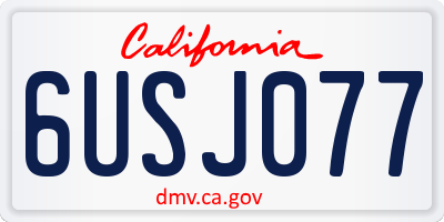 CA license plate 6USJ077