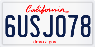 CA license plate 6USJ078