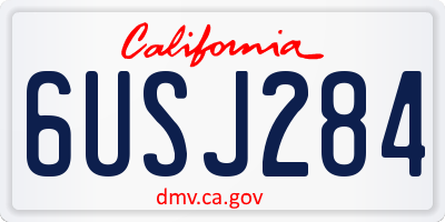 CA license plate 6USJ284