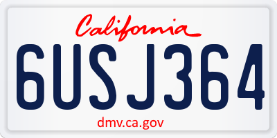 CA license plate 6USJ364