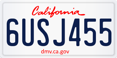 CA license plate 6USJ455