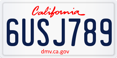 CA license plate 6USJ789