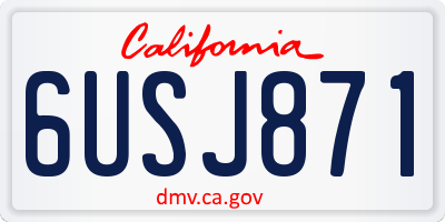 CA license plate 6USJ871