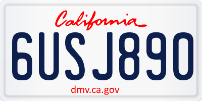 CA license plate 6USJ890