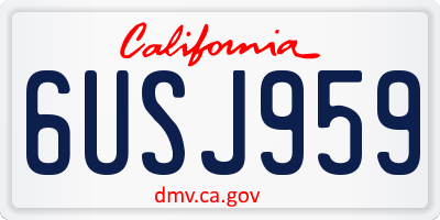 CA license plate 6USJ959
