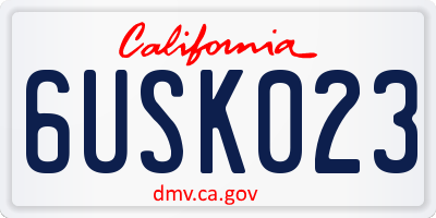 CA license plate 6USK023