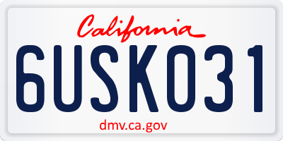 CA license plate 6USK031