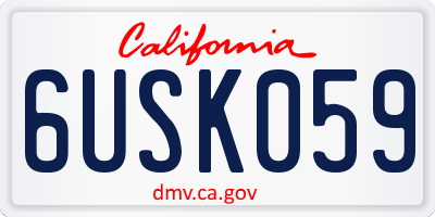 CA license plate 6USK059