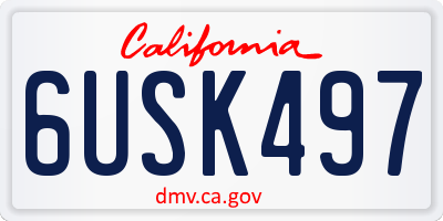 CA license plate 6USK497