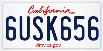 CA license plate 6USK656