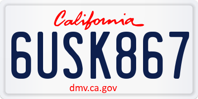 CA license plate 6USK867