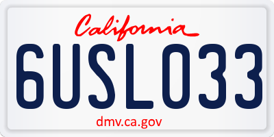 CA license plate 6USL033