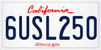 CA license plate 6USL250