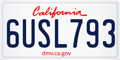 CA license plate 6USL793