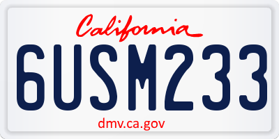 CA license plate 6USM233
