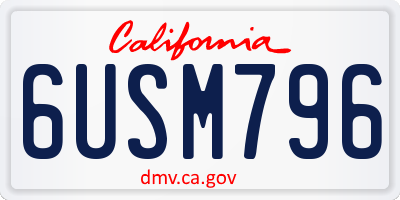 CA license plate 6USM796