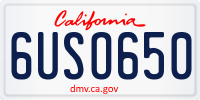 CA license plate 6USO650