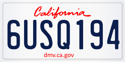 CA license plate 6USQ194