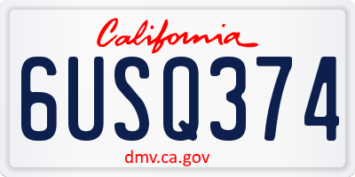 CA license plate 6USQ374