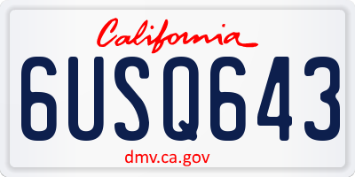 CA license plate 6USQ643