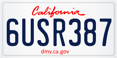CA license plate 6USR387