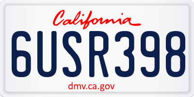 CA license plate 6USR398