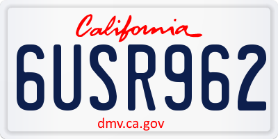 CA license plate 6USR962