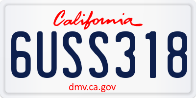 CA license plate 6USS318