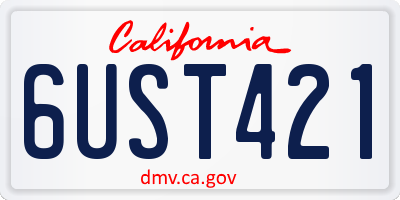 CA license plate 6UST421