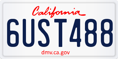 CA license plate 6UST488