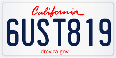 CA license plate 6UST819
