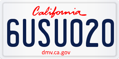 CA license plate 6USU020