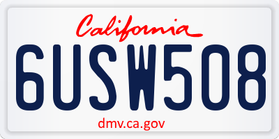 CA license plate 6USW508