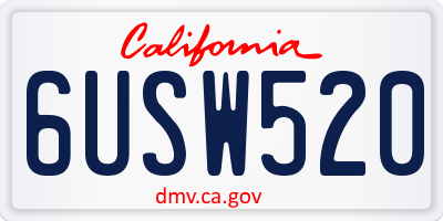 CA license plate 6USW520